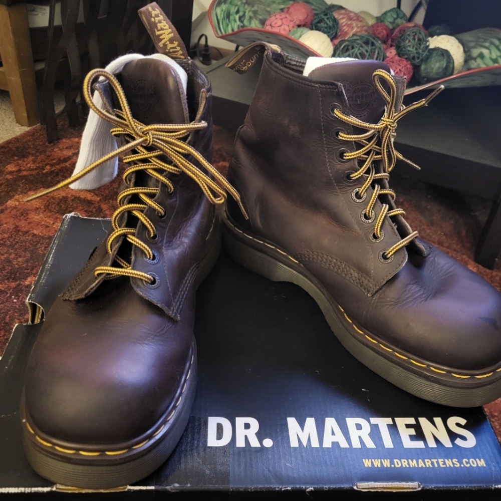 Dr. Martens platform boots, brown US men's 10